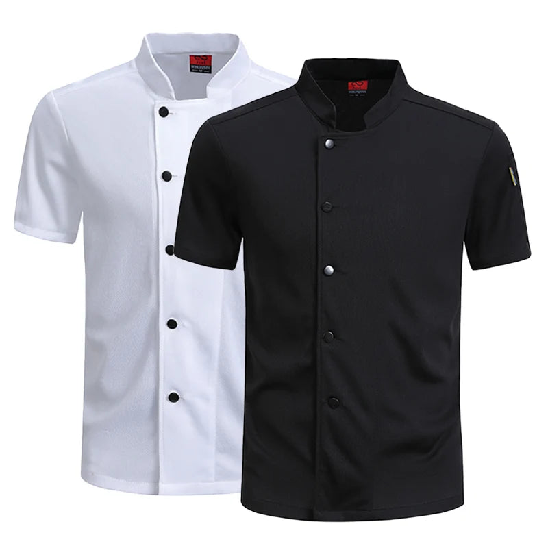 360°Breathable Restaurant Outfit Kitchen Work Shirt Men's and Women's Short Sleeved Chef Jacket Food Service Cooking Uniform