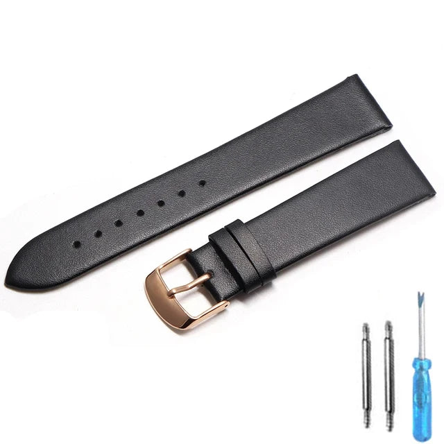 Cowhide watch band genuine leather 18mm 20mm 22mm thin smooth watch strap belt Suitable Suitable for smartwatches