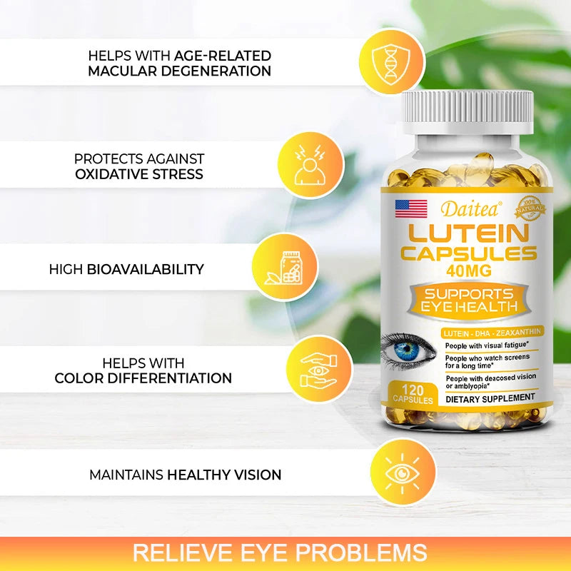 Lutein with Zeaxanthin Extract Helps Relieve Eye Strain and Maintain Healthy Vision Eye Support and Vision Vitamins Eye Health