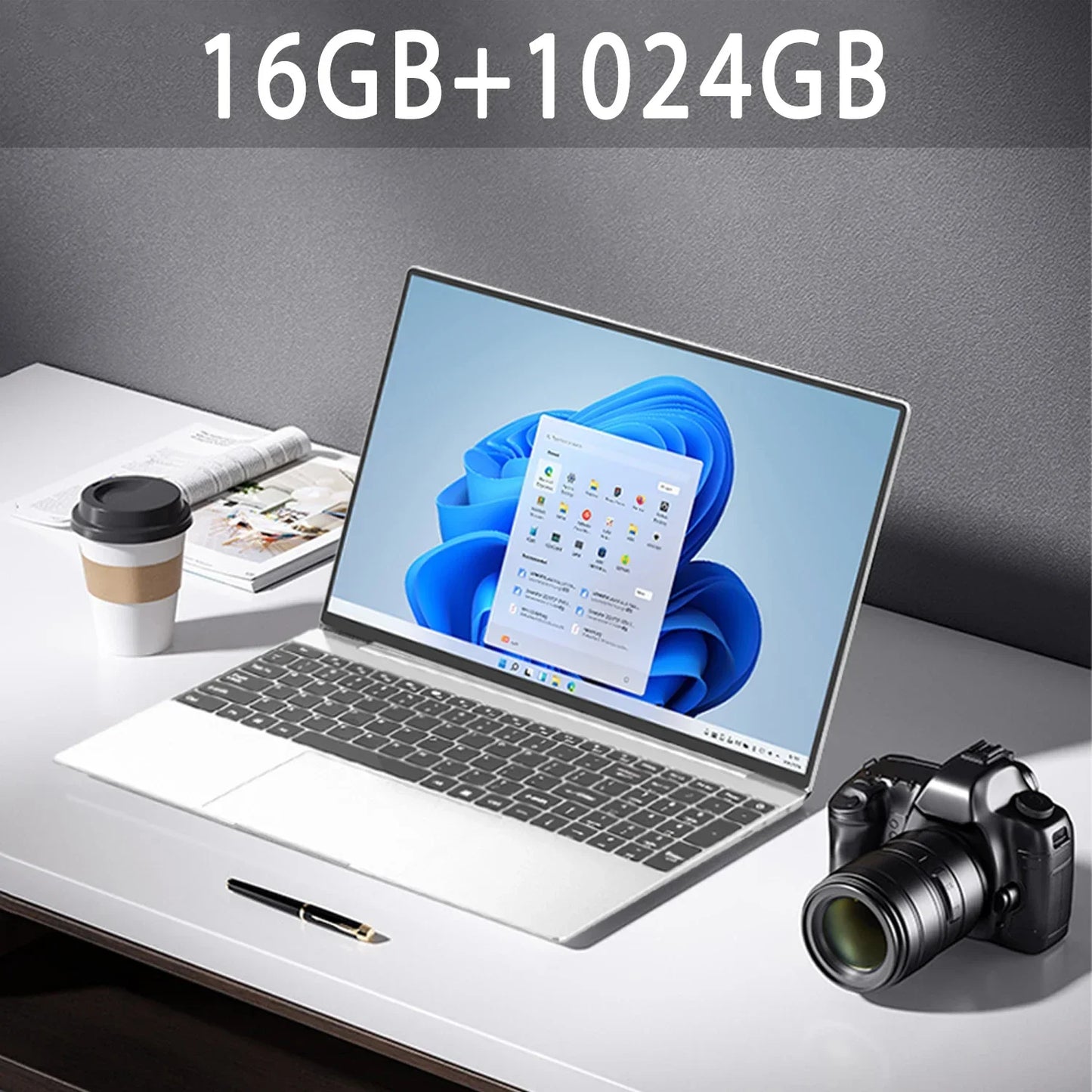15.6" Ultra Slim Laptop 16GB RAM 2TB SSD Intel N3700 Notebook Gamer 1920*1080 Display Office Study Computer PC Windows 11 Pro