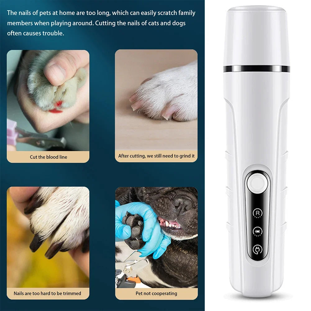 Electric Pet Nail Clippers Dog Nail Grinders With LED Light Rechargeable Dog Cat Paws Nail Grooming Smoothing Trimmer Tool Pets