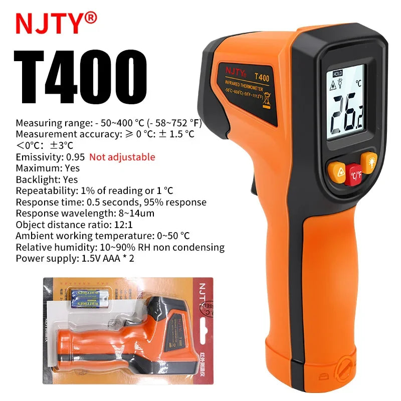 Infrared Thermometer, Portable Temperature Gun for Cooking, Pizza Oven, Grill & Engine - Laser Surface Temperature Reader
