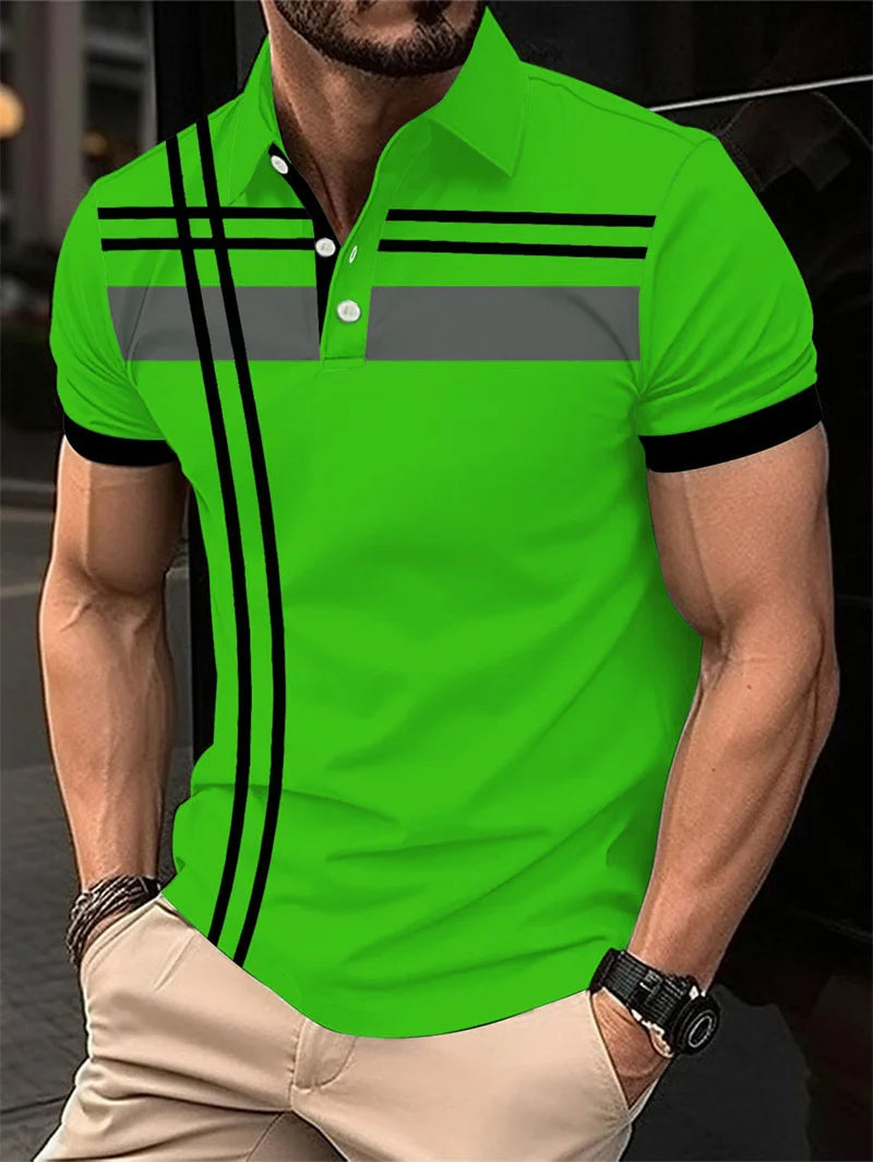 6XL Plus Size Striped Fashion Men's Polos T-Shirts Summer Short Sleeve 3D Printing Street Simple Male POLO T Shirt Casual Tops