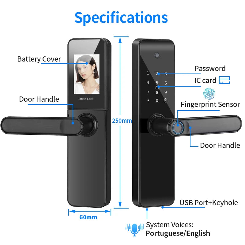 RYNX Electronic Lock With Biometric Fingerprint for Intelligence Door Lock Smart Keyless Home Life Least 5 Quick Unlocking Ways
