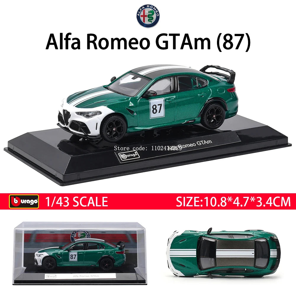 Bburago 1:43 Lamborghini SC63 Porsche 911 Audi S1 C8R Alfa Alloy Luxury Vehicle Diecast Pull Back Cars Model Toy Collection Gift