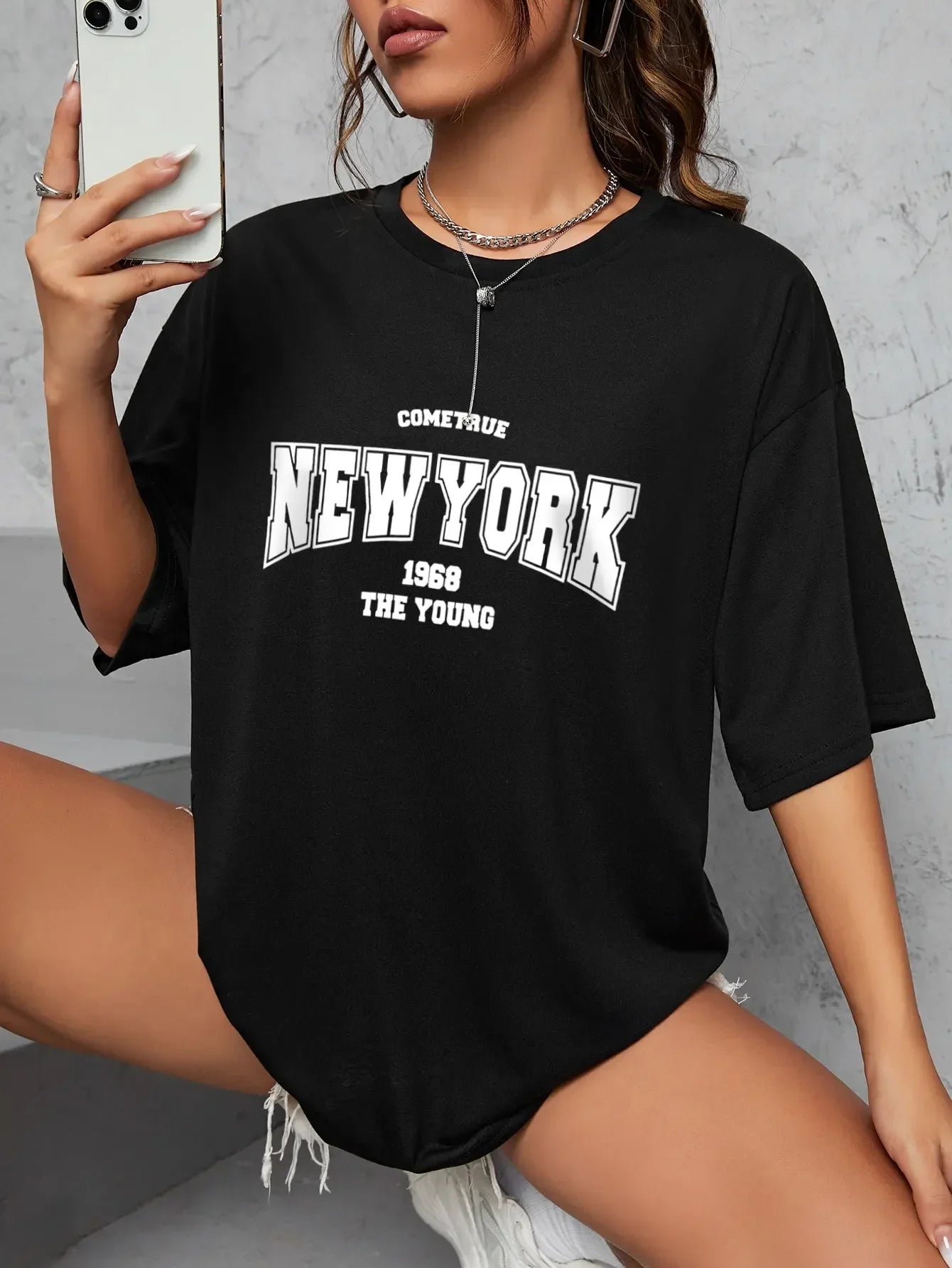 Oversized T Shirts When 1968 The New York Is Young Woman Tshirts Oversize Daily Tshirts Creativity Streettshirt Clothes Y2K Tops