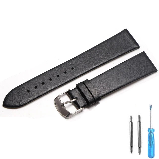 Cowhide watch band genuine leather 18mm 20mm 22mm thin smooth watch strap belt Suitable Suitable for smartwatches