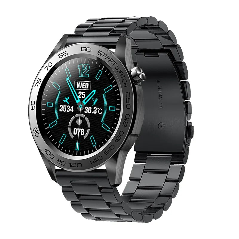 LIGE New Steel Band Men Smart Watch Full Touch Screen Body Temperature Activity Sport Clocks Fitness Men Waterproof SmartWatches