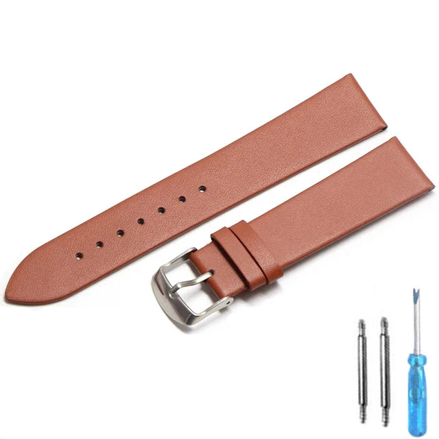 Cowhide watch band genuine leather 18mm 20mm 22mm thin smooth watch strap belt Suitable Suitable for smartwatches