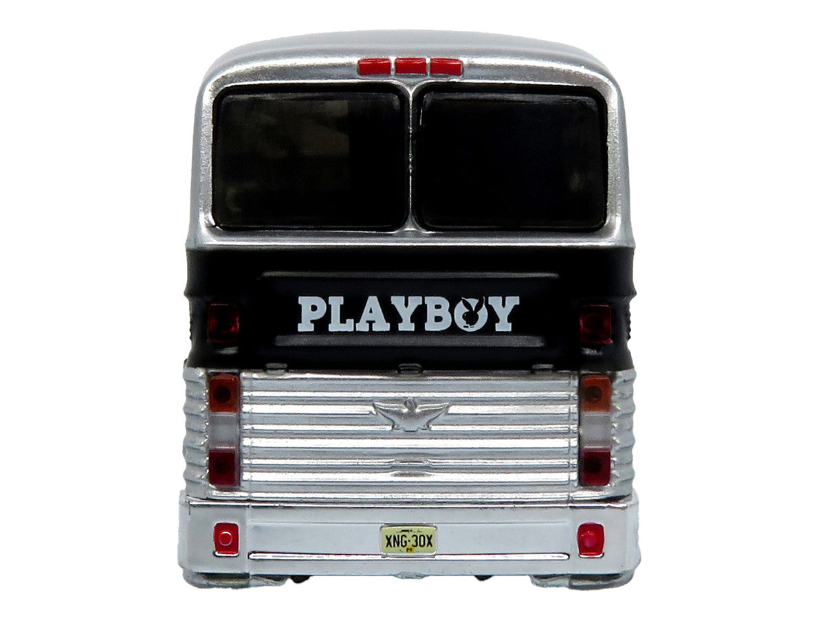 1969 Eagle Model 05 Coach Bus "The Playboy Hotel & Casino" Silver and Black Limited Edition to 504 pieces Worldwide 1/87 (HO) Diecast Model by Iconic Replicas