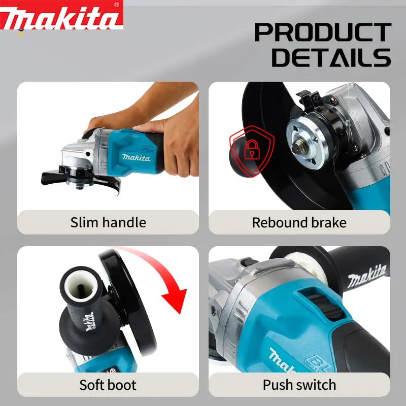Makita new high-power charging angle grinder GA035G lithium electric grinding brushless large grinding machine cutting machine