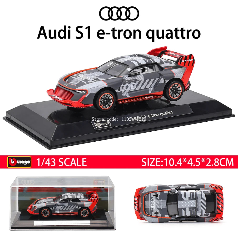Bburago 1:43 Lamborghini SC63 Porsche 911 Audi S1 C8R Alfa Alloy Luxury Vehicle Diecast Pull Back Cars Model Toy Collection Gift
