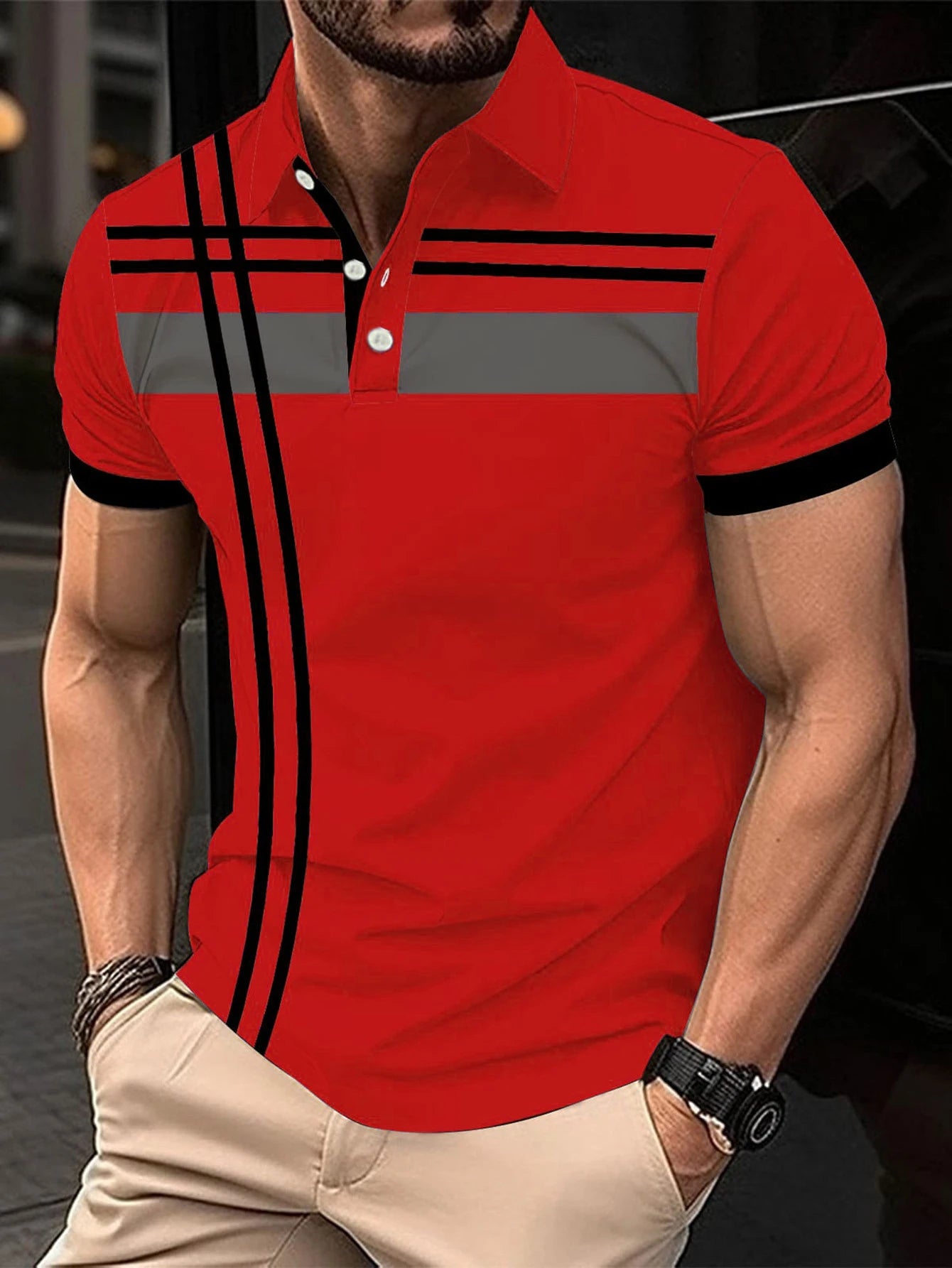 6XL Plus Size Striped Fashion Men's Polos T-Shirts Summer Short Sleeve 3D Printing Street Simple Male POLO T Shirt Casual Tops