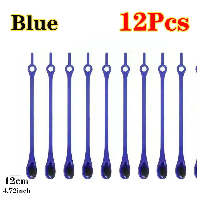 12pcs Laceless Silicone Elastic Laces Rubber No Wash Laces Adult Kids Lazy Lace Free Laces One Size Versatile Fits Most Shoes