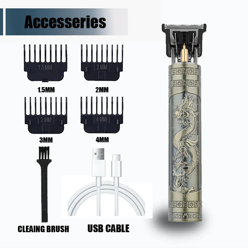 T9 Electric Hair Clipper for Men Professional Barber Shaver Beard Trimmer Body Hair Cutting Machine for Men Dragon Buddha Design