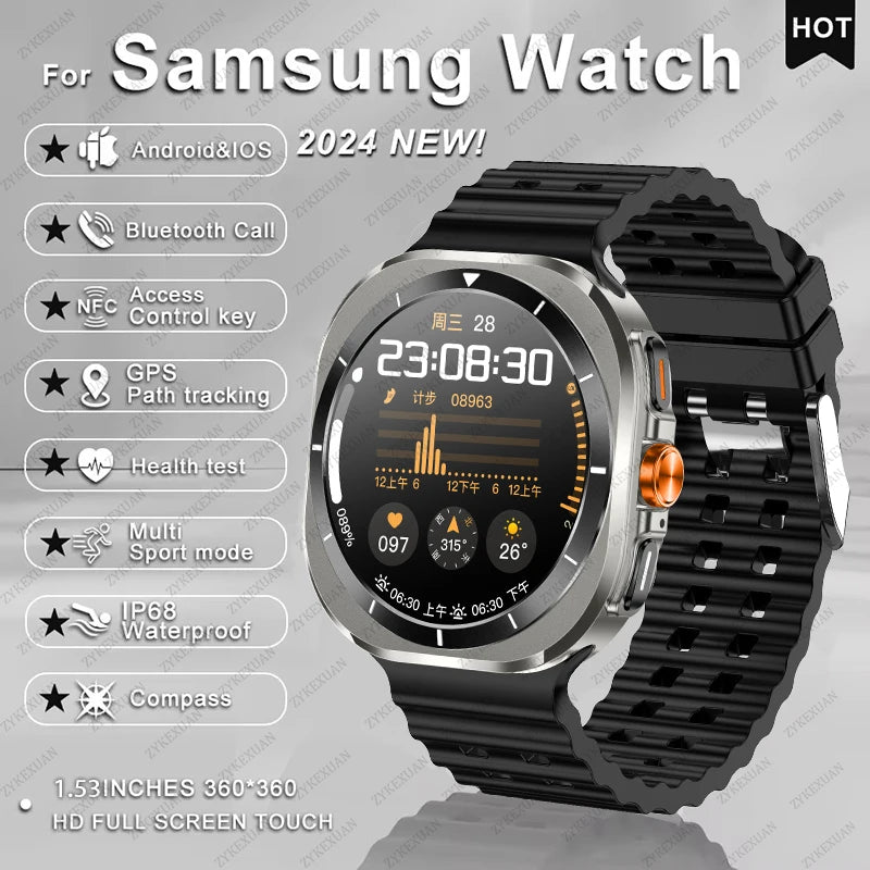 2025 New For Samsung Galaxy Watch 7 Ultra GPS NFC Smart Watch Men 1.43 " AMOLED Always Display IP68 BT Call Sports Smartwatches