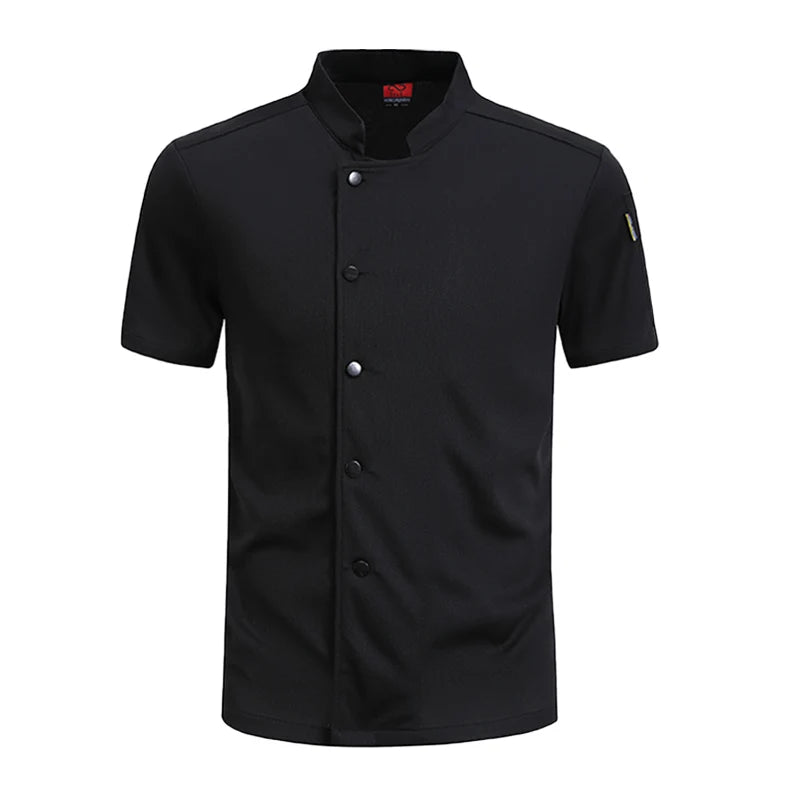 360°Breathable Restaurant Outfit Kitchen Work Shirt Men's and Women's Short Sleeved Chef Jacket Food Service Cooking Uniform