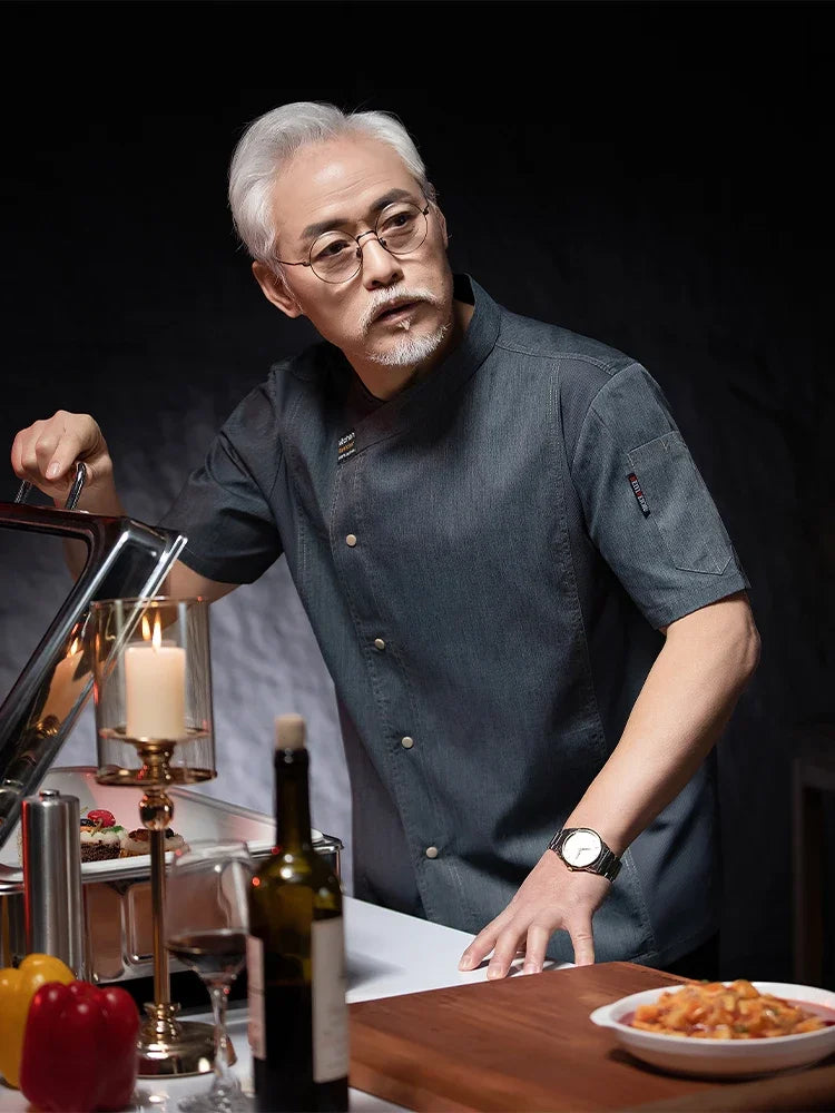 Men Head Chef Food service Kitchen Cooking Costume Pizzaiolo Cook Uniform Restaurant Chef's Jackets Bakery Cafe Working Clothes