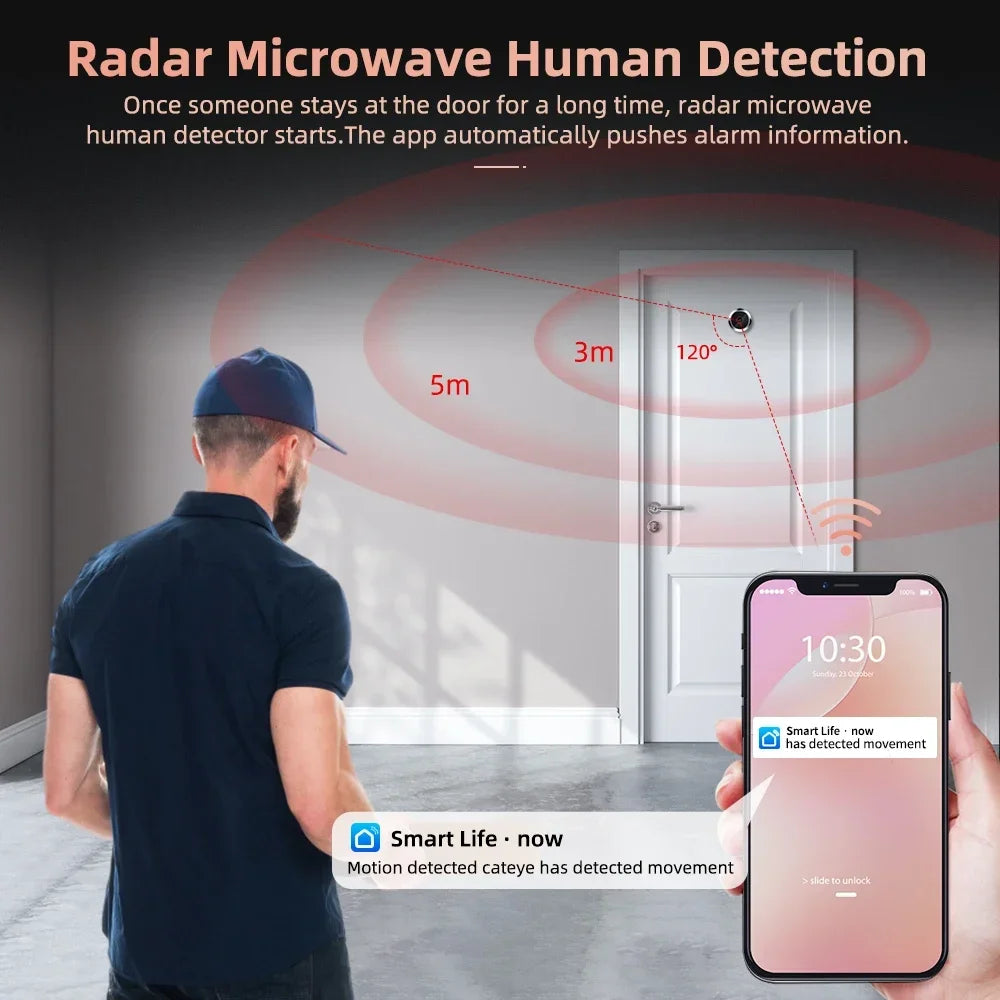 Tuya WiFi Peephole Doorbell Camera FHD 3MP 4.3Inch Door Bell Eye Camera PIR Motion Detection Smart Home Security Video Doorbell