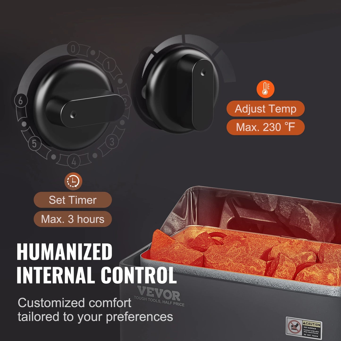 VEVOR Electric Sauna Heater Stove 3KW Internal Controller Overheating Protection Stainless Steel Spa Sauna Room Steam Generator