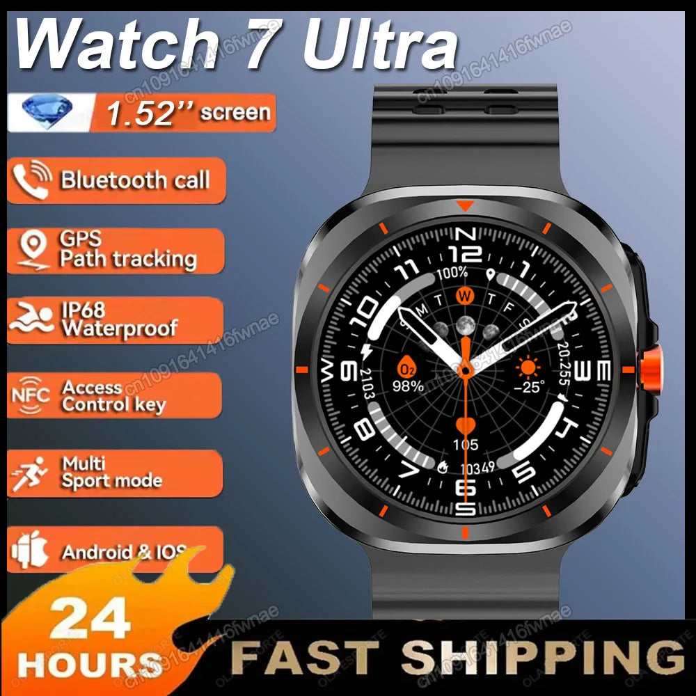 New GPS Watch 7 Ultra 49mm Smart Watch IP68 Waterproof Bluetooth Call Smartwatch for Men Women 1.52" Screen SpO2 Watches for Man