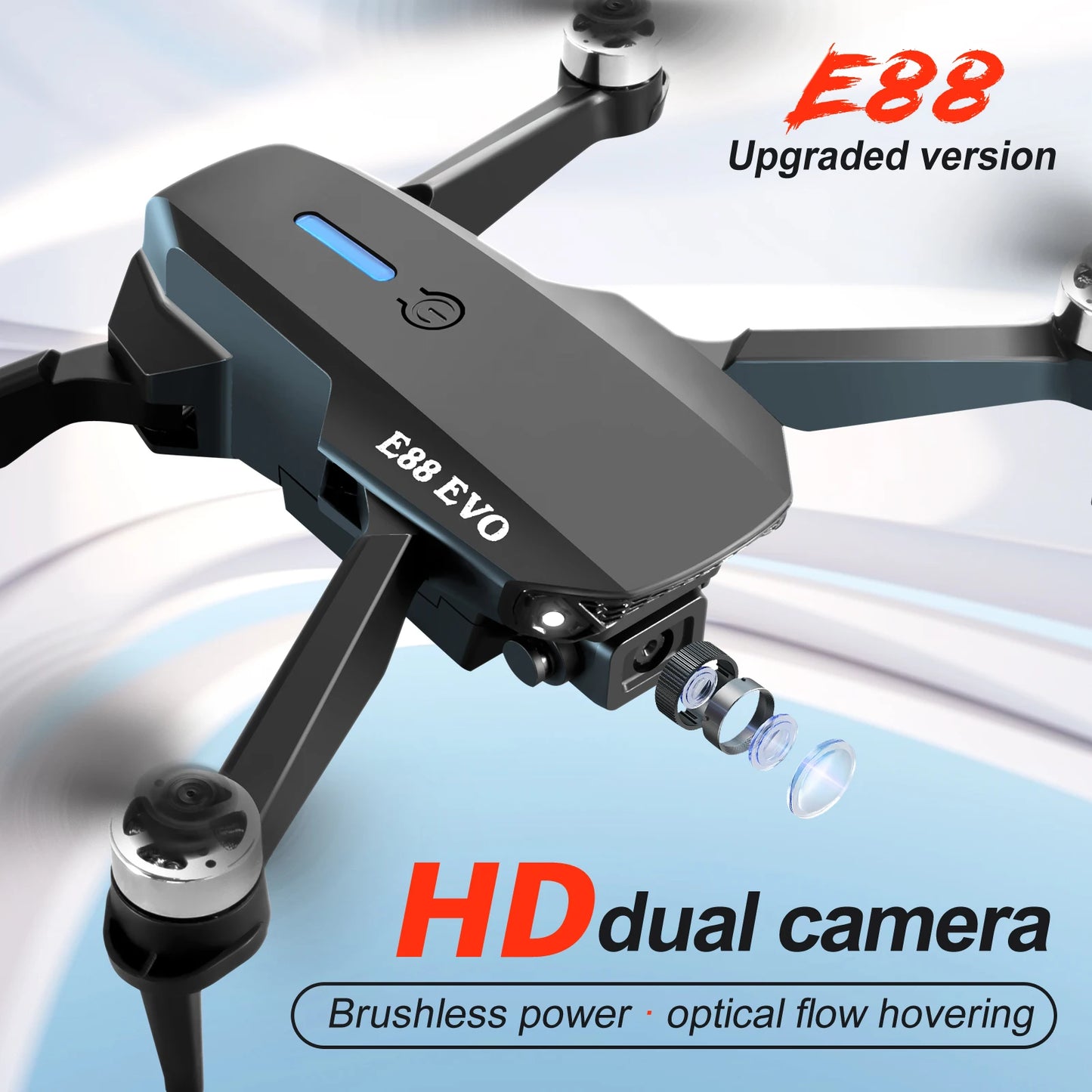 New 2024 E88 EVO Upgrade UAV More Powerful Brushless Motor 4K Professional HD Camera Our Motors are More Durable than Others