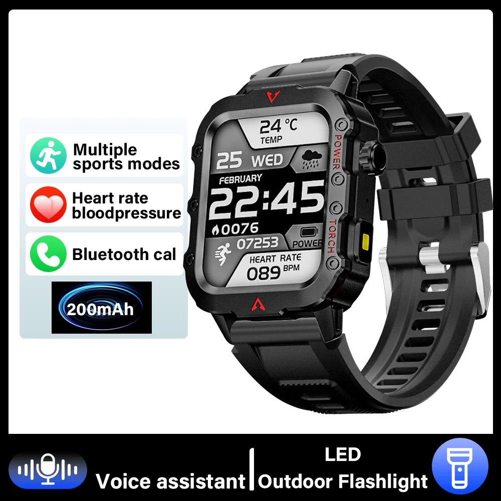 Outdoor Smartwatches For Huawei Xiaomi Connect Phone Men Flashlight Weather Distance Message Sport Tracker Bluetooth Smart Watch