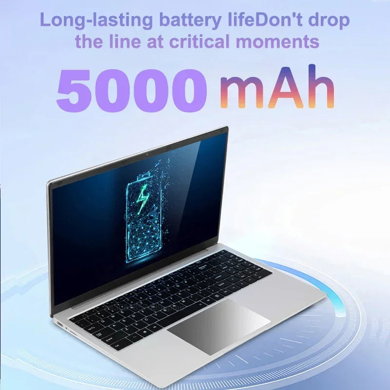 15.6" Ultra Slim Laptop 16GB RAM 2TB SSD Intel N3700 Notebook Gamer 1920*1080 Display Office Study Computer PC Windows 11 Pro
