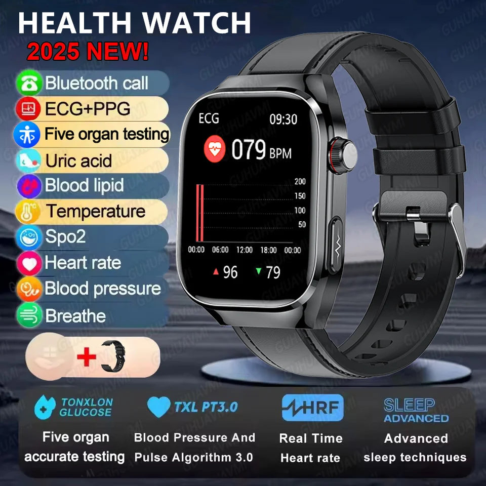 2025 New Health Glance ECG AI Diagnosis Smart Watches Men Heart Rate Blood Pressure IP68 Waterproof Smartwatches For HUAWEI IOS