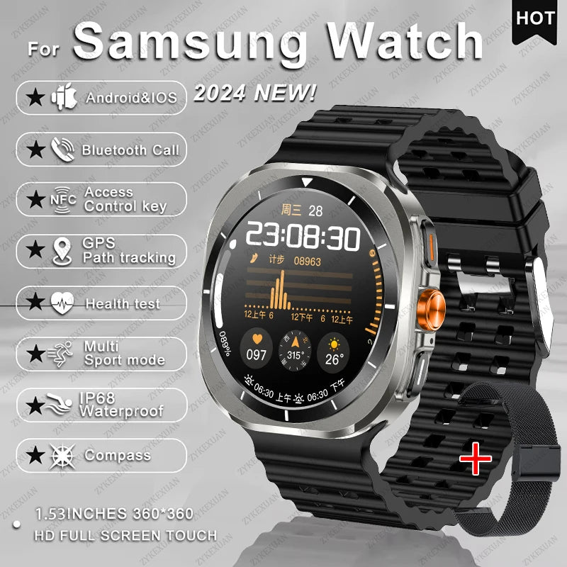 2025 New For Samsung Galaxy Watch 7 Ultra GPS NFC Smart Watch Men 1.43 " AMOLED Always Display IP68 BT Call Sports Smartwatches