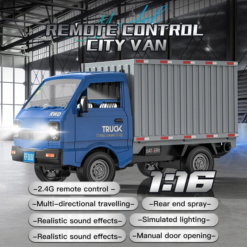 RC Truck 1:16 2.4GHZ RC Car Simulation Drift Climbing Truck With Spray and LED Lights RC Electric Truck Model Boy's Toys Gifts