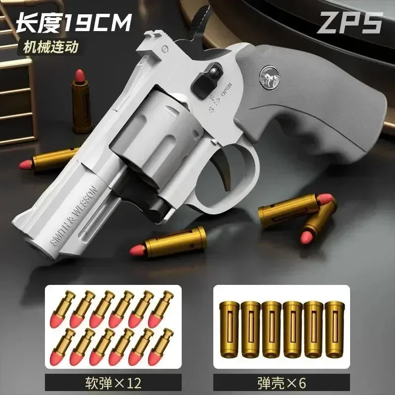 Magnum Zp-5 357 Long Alloy Revolver Soft Bullet Can Be Fired Pistol Boy Simulation Toy Pistol Children's gifts