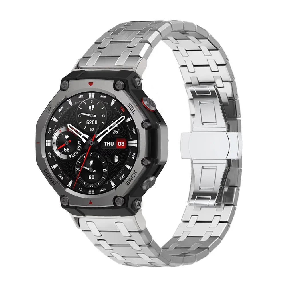 Stainless Steel Watchband for Amazfit T-REX 3 Smart Watch Luxury Metal Strap for Huami Amzafti T rex 3 Bracelet t-rex3 Wristband