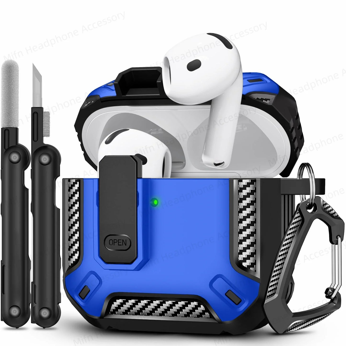 for New AirPods 4 Case with Secure Lock Case Drop Protection Cover with Cleaner Keychain For Airpods 4th Generation 2024 Headset