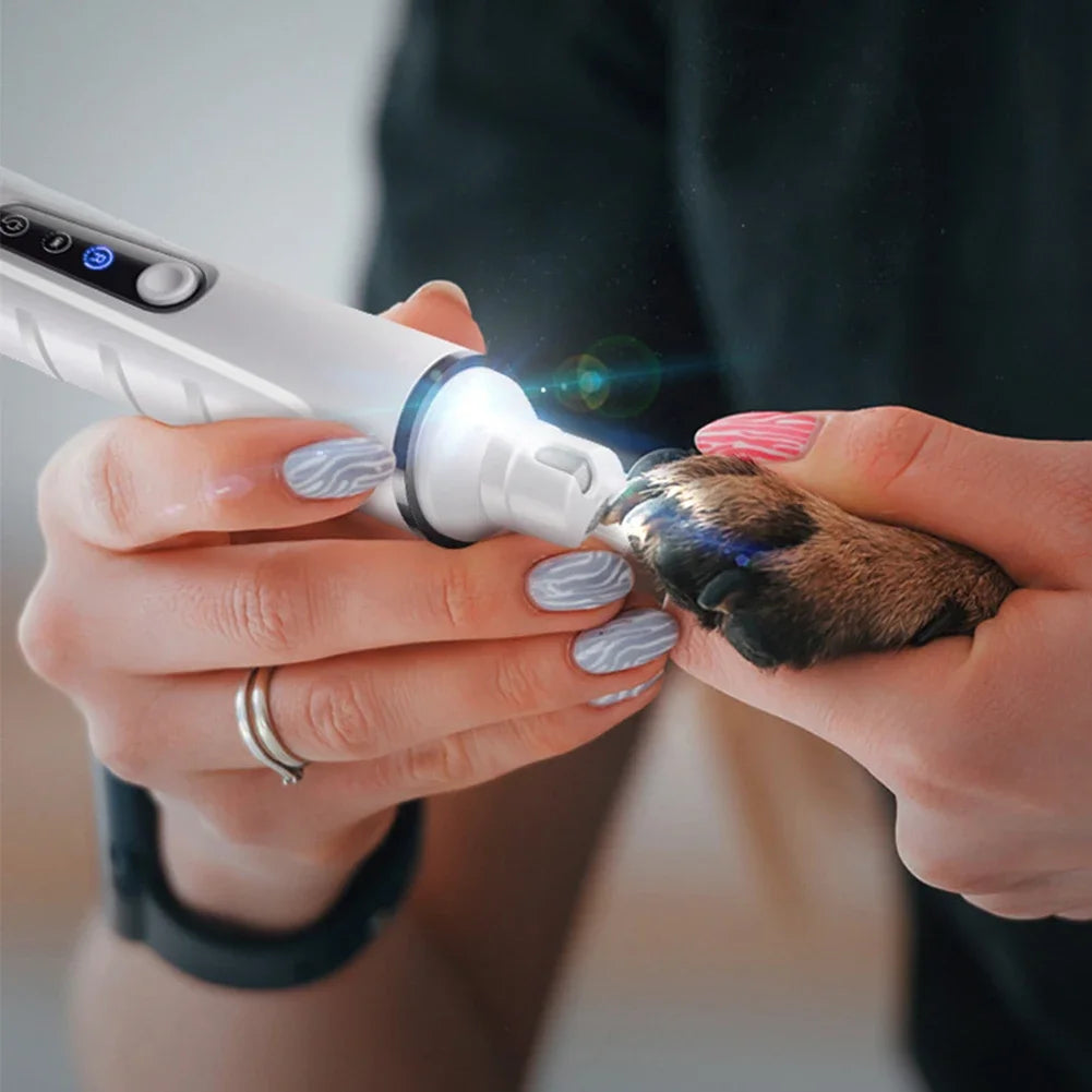 Electric Pet Nail Clippers Dog Nail Grinders With LED Light Rechargeable Dog Cat Paws Nail Grooming Smoothing Trimmer Tool Pets