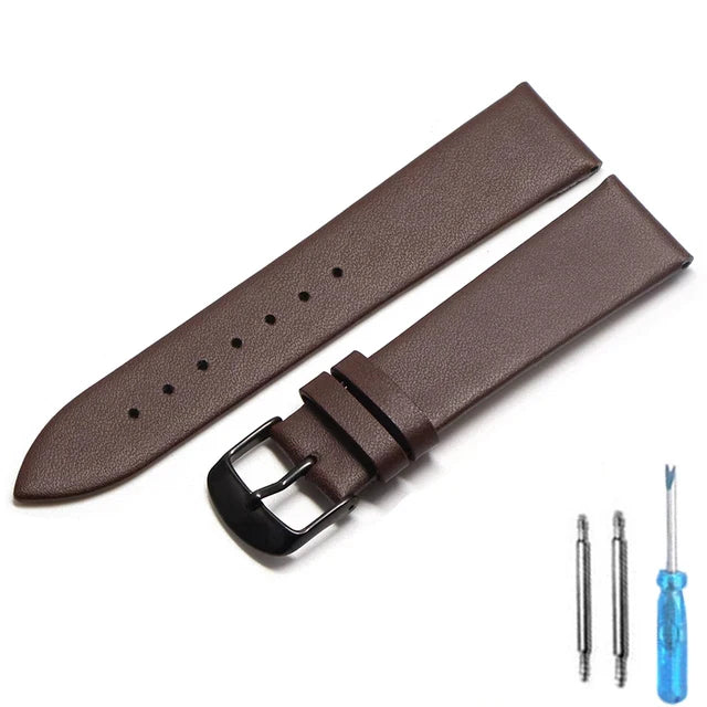 Cowhide watch band genuine leather 18mm 20mm 22mm thin smooth watch strap belt Suitable Suitable for smartwatches