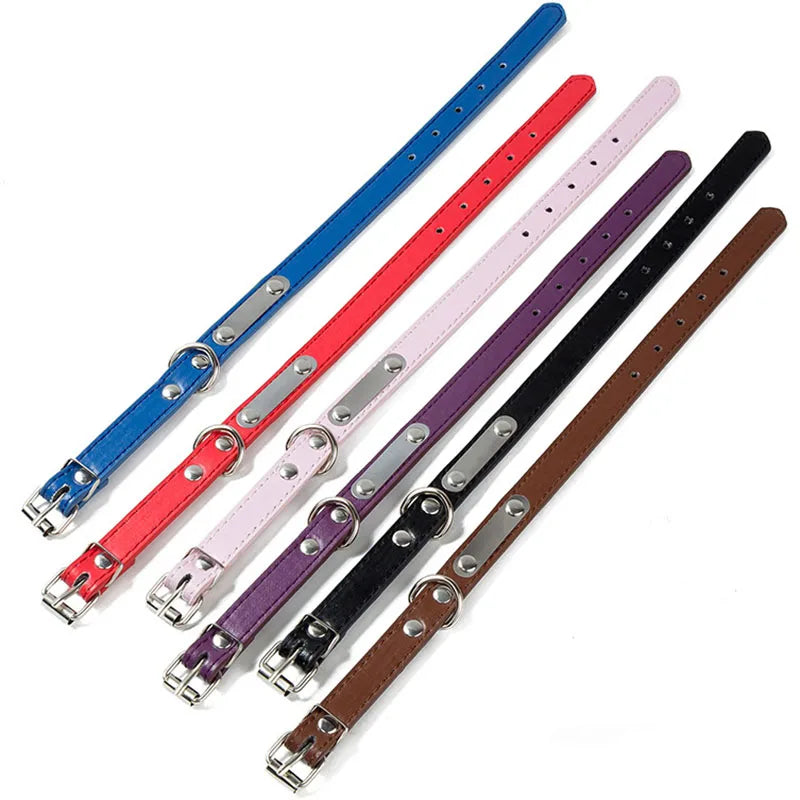 Personalized Dog Collar Custom PU Leather Dog Collar For Small Medium Large Dogs Cats Free Engraved Name ID Tag Pet Dog Collars