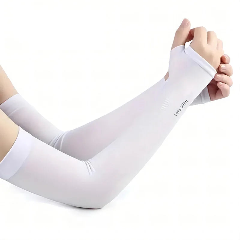 1 Pair Ice Silk Arm Covers Sun Protection Unisex Elbow Cover Outdoor Cycling Running Fishing Driving Cool Anti-UV Arm Sleeves