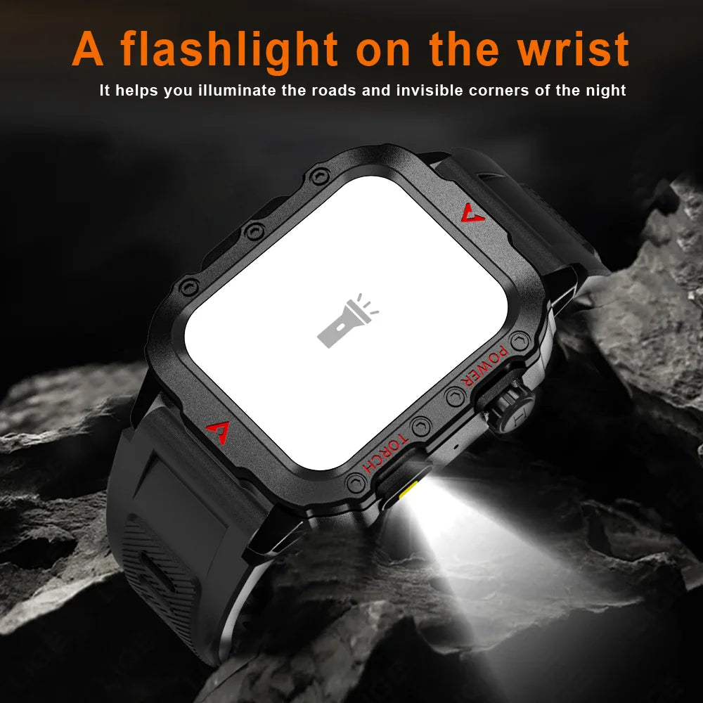 Outdoor Smartwatches For Huawei Xiaomi Connect Phone Men Flashlight Weather Distance Message Sport Tracker Bluetooth Smart Watch