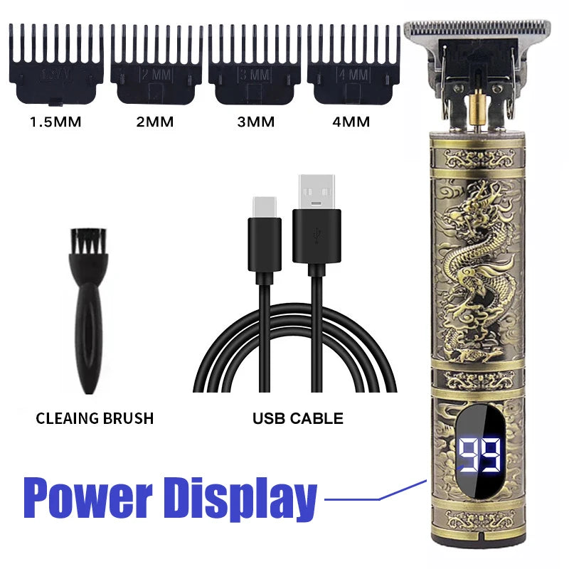 T9 Electric Hair Clipper for Men Professional Barber Shaver Beard Trimmer Body Hair Cutting Machine for Men Dragon Buddha Design