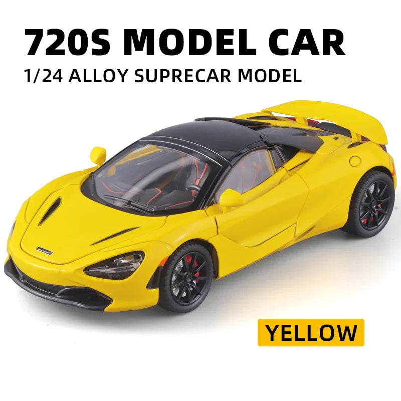 1/24 Scale McLaren 720s Super Sportcar Alloy Diecast Simulation Model Car With Sound And Light Pull Back Toys For Children Gifts