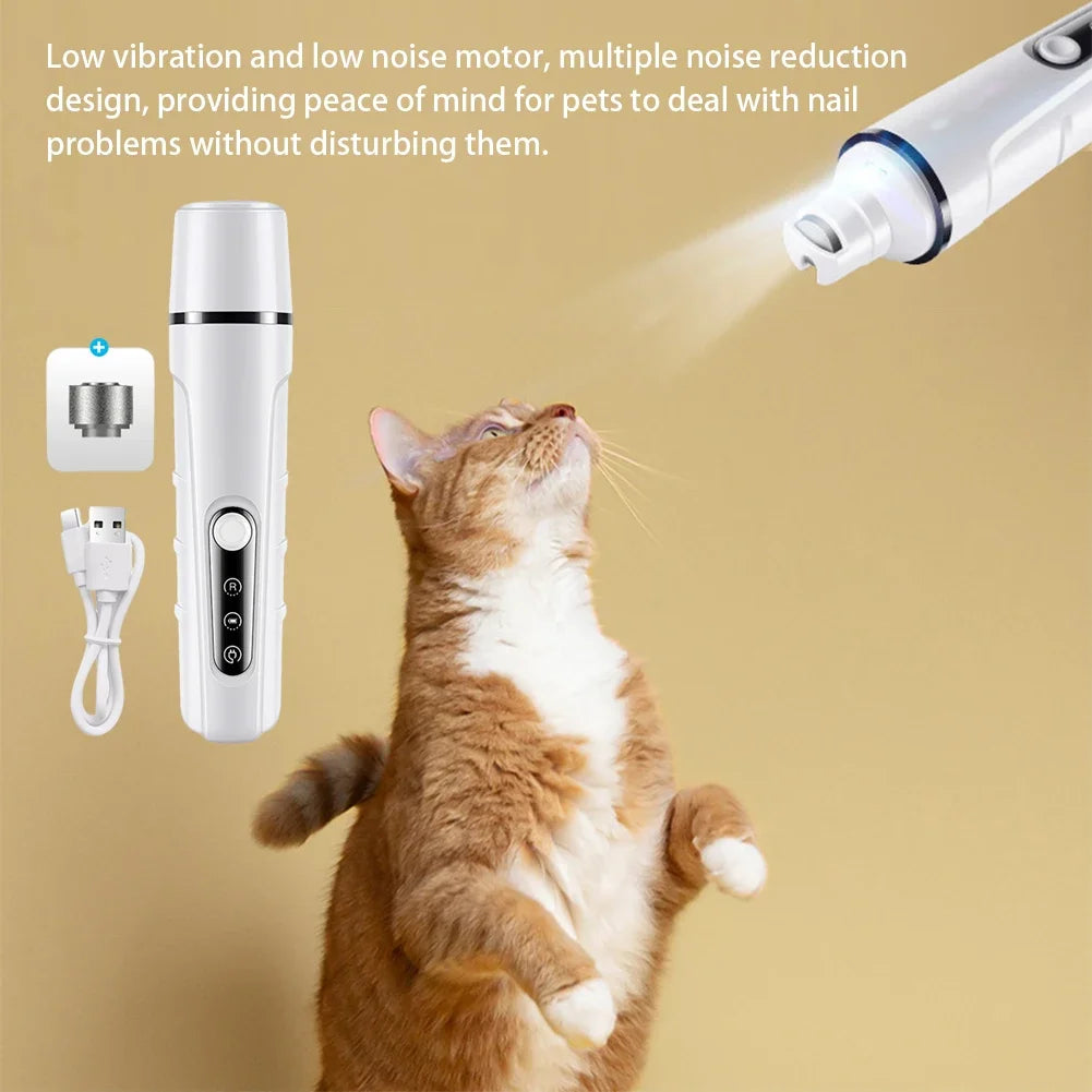 Electric Pet Nail Clippers Dog Nail Grinders With LED Light Rechargeable Dog Cat Paws Nail Grooming Smoothing Trimmer Tool Pets