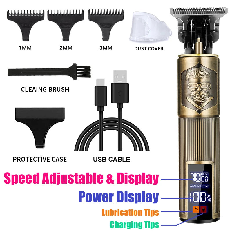 Electric Rechargeable Hair Shaver T9 Vintage Hair Cutting Machine Hair Trimmer Hair Clipper for Men Hair Clipper Beard Shave