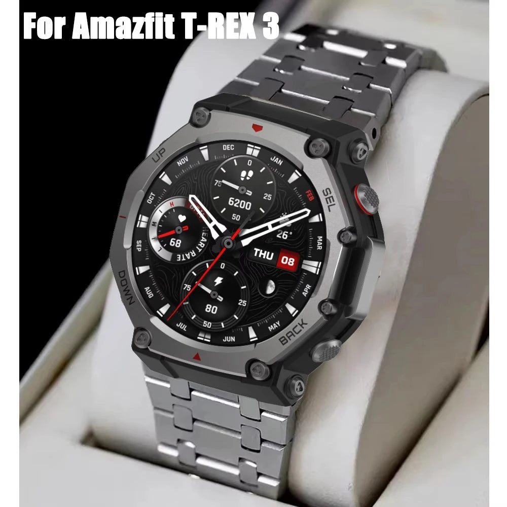 Stainless Steel Watchband for Amazfit T-REX 3 Smart Watch Luxury Metal Strap for Huami Amzafti T rex 3 Bracelet t-rex3 Wristband