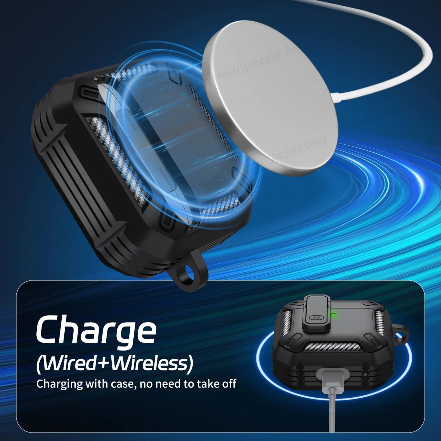 for New AirPods 4 Case with Secure Lock Case Drop Protection Cover with Cleaner Keychain For Airpods 4th Generation 2024 Headset