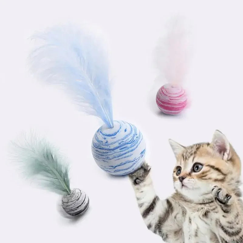 Cat Toy Star Ball Plus Feather Toy Material Light Foam Ball Throwing Toys For Cats , Pet Supplies , Pets Accessories ,
