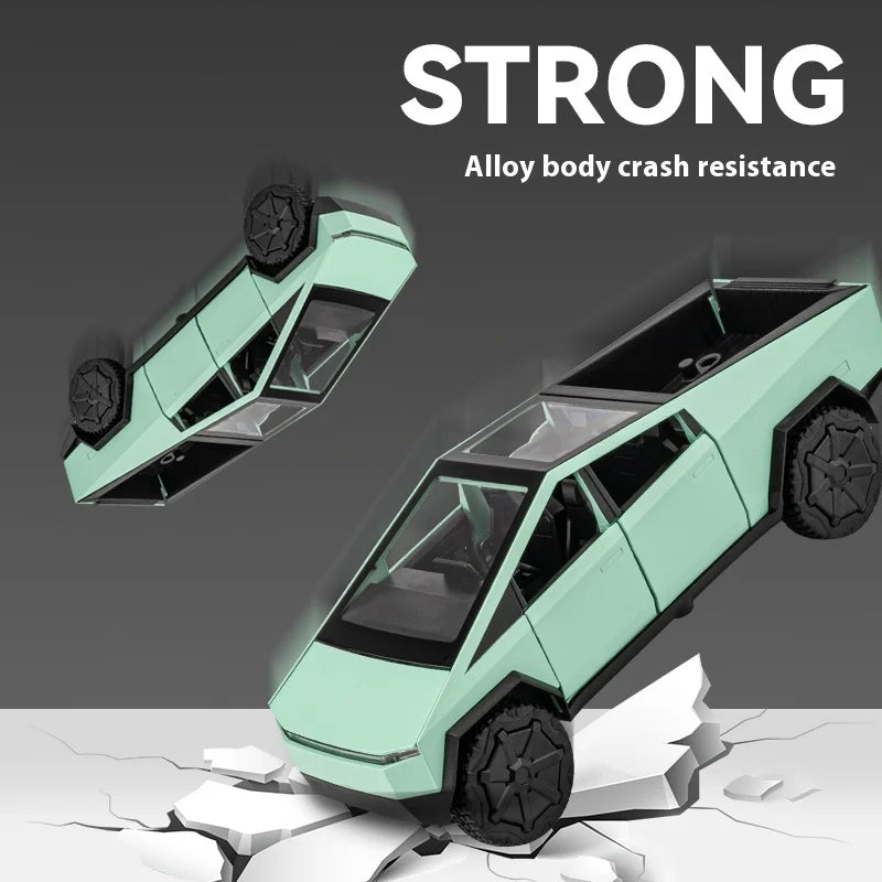Cybertruck Pickup Trailer RV Metal Alloy Toys Car Model Diecast Off-road Vehicle Gift For Boys Kids Collection truck ornaments
