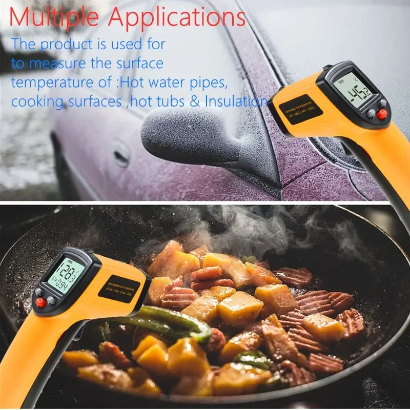 Infrared Thermometer, Portable Temperature Gun for Cooking, Pizza Oven, Grill & Engine - Laser Surface Temperature Reader