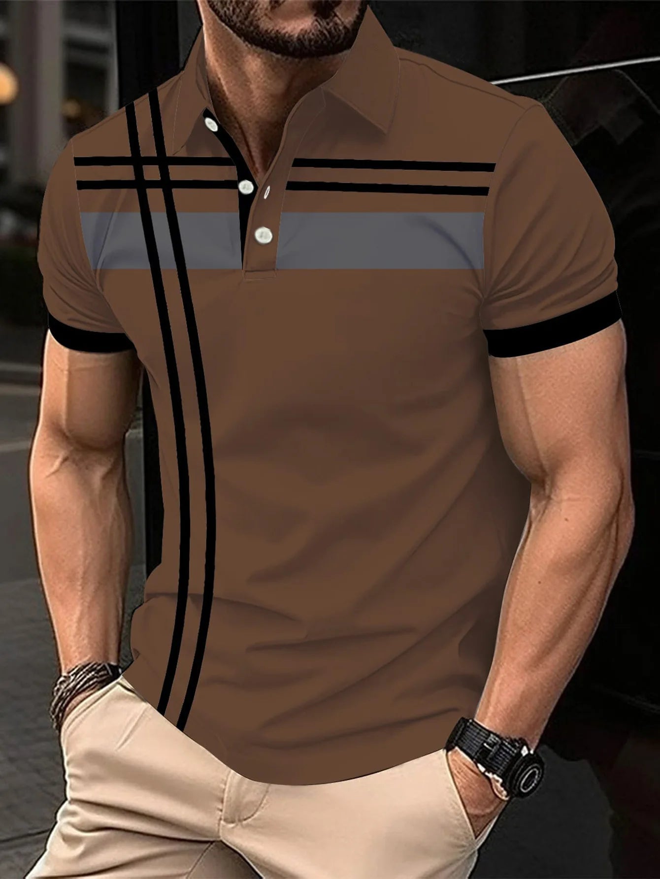 6XL Plus Size Striped Fashion Men's Polos T-Shirts Summer Short Sleeve 3D Printing Street Simple Male POLO T Shirt Casual Tops