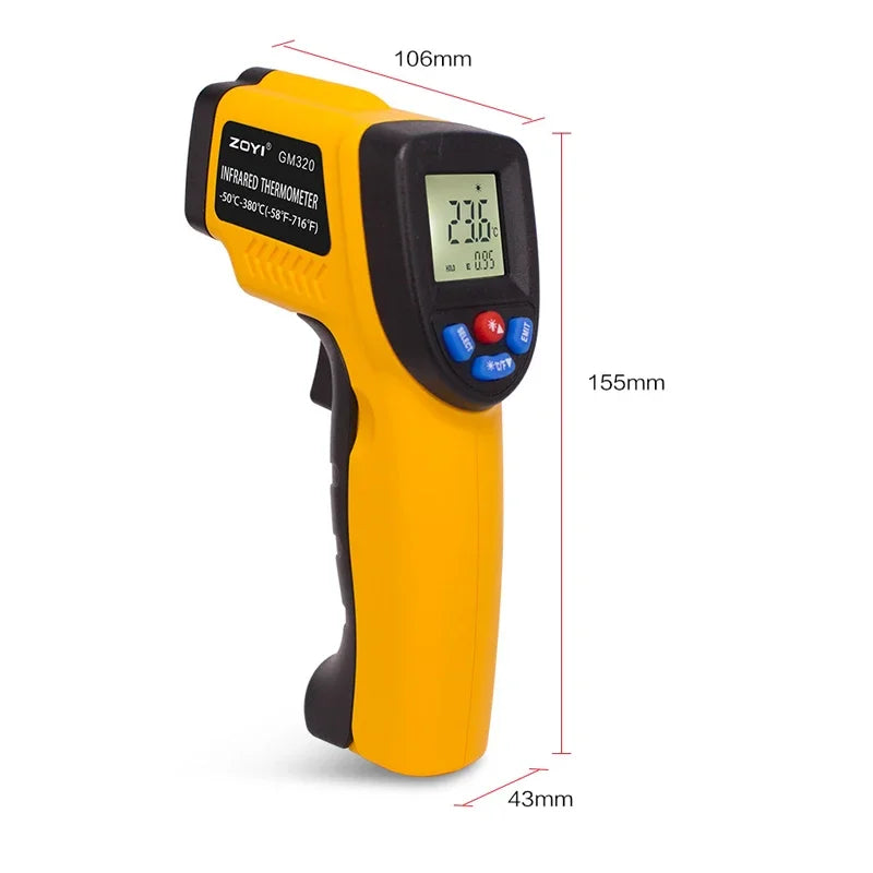 Infrared Thermometer, Portable Temperature Gun for Cooking, Pizza Oven, Grill & Engine - Laser Surface Temperature Reader